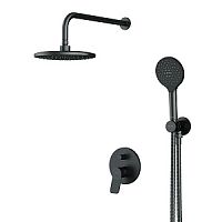 Набор AM.PM FP85A1RH22 X-Joy: смеситель для ванны/душа, верхний душ с держателем, душевой набор и шланговое присоединение, черный матовый