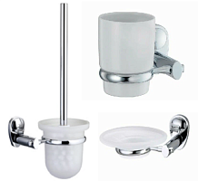 Сет № 1891 K-9227, Ершик настенный, для унитаза (Chrome) + K-9228, Подстакан/подставка для зуб. щеток (Chrome) + K-9229, Мыльница настенная (Chrome)