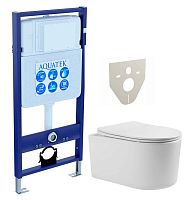 Комплект Aquatek SET Мия: рама Standard INS-0000012 (без клавиши и крепежа) + унитаз AQ2004-00 с тонким сиденьем Soft-close, белый