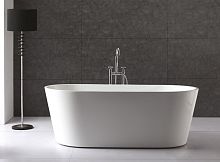 BelBagno BB202-1600-80 Отдельностоящая, овальная акриловая ванна в комплекте со сливом-переливом цвета хром Цвет: Белый