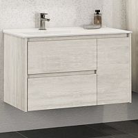 Тумба Comforty 00004142375 Бремен подвесная 90х47 см, с раковиной 9090EL, дуб белый