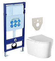Комплект Aquatek SET Ника: рама Standard INS-0000012 (без клавиши и крепежа) + унитаз AQ2009-00 с тонким сиденьем Soft-close, белый