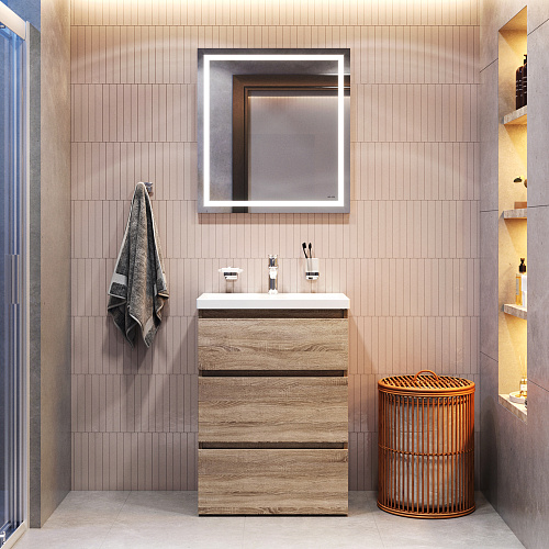 Комплект AM.PM BK91GC Gem S, для ванной комнаты 60 см (зона красоты), белый, светлый дуб/белый снят с производства