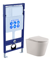 Комплект Aquatek SET Вега: рама Standard INS-0000012 (без клавиши и крепежа) + унитаз AQ1905-00 с тонким сиденьем Soft-close, белый