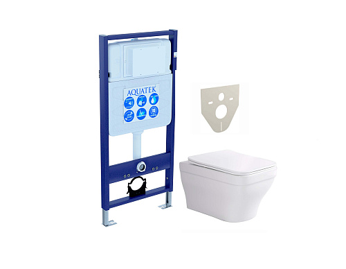 Комплект Aquatek SET Амадео: рама Standard INS-0000012 (без клавиши и крепежа) + унитаз AQ1163-00 с тонким сиденьем Soft-close, белый