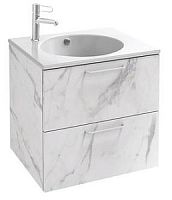 Мебель для раковины-столешницы Jacob Delafon EB2522-R5-NR4, 80 см, 2 ящика, меламин, белый мрамор, ручки хром