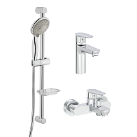 Набор смесителей 3 в 1 Vitra A42301EXP Flow Soft (смеситель для раковины, смеситель для ванны, душевой гарнитур), хром