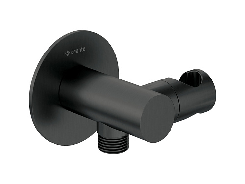 Кронштейн Deante NQS_N57K Silia для подключения шланга с держателем для лейки, Nero (черный) Кронштейн Deante NQS_N57K Silia для подключения шланга с держателем для лейки, Nero (черный)