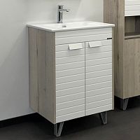 Тумба Comforty 00-00003149 Клеон подвесная 60х47 см, с раковиной 9060M, дуб дымчатый/белый