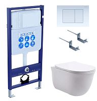 Комплект Aquatek SET Классик-009 4 в 1: рама Standard INS-0000012 + крепеж KKI-0000002 + кнопка KDI-0000009 + унитаз AQ1111-00 с крышкой-сиденьем Soft-close, белый