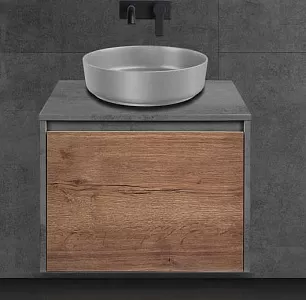 База Vincea VMC-2MS600TB Mesa под накладную раковину, 60х50 см, подвесная, T.Oak/Beton (дуб табак/серый)