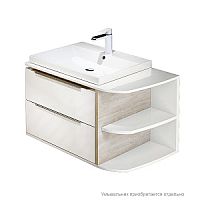 Тумба подвесная, 80 см, полки справа, белая/под дерево, Calipso, IDDIS, CAL80WRi95. Подходит умывальник 0066000i28