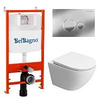 Инсталляция с подвесным унитазом BelBagno Uno BB5177CH-TOR/SC/BB026/BB081CR Инсталляция с подвесным унитазом BelBagno Uno BB5177CH-TOR/SC/BB026/BB081CR