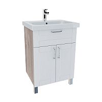 Тумба IDDIS NSE60W2i95K New Sena с умывальником, напольная, белая/под дерево