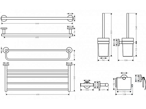 Набор аксессуаров, 5 предметов Hansgrohe Logis 41728000 купить недорого в интернет-магазине Керамос