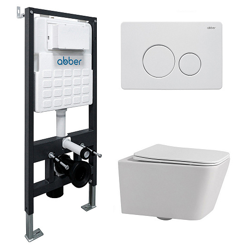 Инсталляция с подвесным унитазом Abber Rechteck AC1201-AC0105-AC0121MW