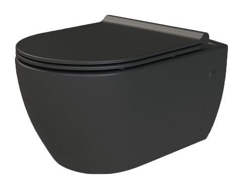 Подвесной унитаз с крышкой Boheme NERO 961-SET-B черный матовый Подвесной унитаз с крышкой Boheme NERO 961-SET-B черный матовый