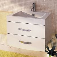 Тумба Comforty 00004136348 Лаура подвесная 75х47 см, с раковиной Quadro 75, белая