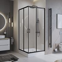 Душевой уголок BelBagno UNO-195-A-2-90-C-NERO, 195х90х90 см, стекло прозрачное/профиль черный Душевой уголок BelBagno UNO-195-A-2-90-C-NERO, 195х90х90 см, стекло прозрачное/профиль черный
