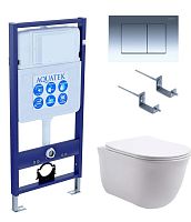 Комплект Aquatek SET Классик-010 4 в 1: рама Standard INS-0000012 + крепеж KKI-0000002 + кнопка KDI-0000010 + унитаз AQ1111-00 с крышкой-сиденьем Soft-close, белый