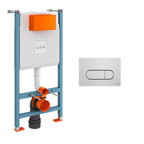 Комплект 3 в 1 Vitra 800-1873 Core: инсталляция для монтажа + крепления + кнопка смыва хром Комплект 3 в 1 Vitra 800-1873 Core: инсталляция для монтажа + крепления + кнопка смыва хром