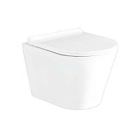 Унитаз Aquatek AQ1910-00 Альфа безободковый 52х37 см, тонкое сиденье с механизмом плавного закрывания, белый