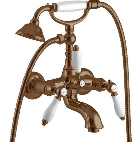 Сет 2107 F5404BR, Смеситель для ванны c изливом, шлангом, душем (Bronze)