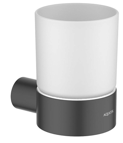 Стакан Aquatek AQ4404MB Лира с держателем, черный матовый купить недорого в интернет-магазине Керамос