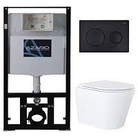 Комплект инсталляции Azario AZ-8010-1000+AZ-8200-0013+AZ-0053 с унитазом Teramo с сидением микролифт и клавишей смыва, черная