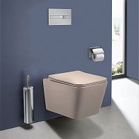 Унитаз Vincea VT1-12MC Q-Line подвесной, безободковый, 35х52 см, ультратонкое сиденье Soft-close, капучино матовый