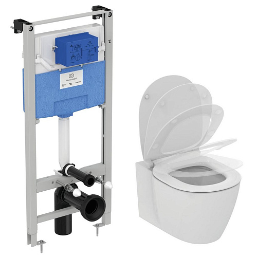 Комплект 3 в 1 Ideal Standard E211601 Prosys Connect AquaBlade®: подвесной унитаз E047901 + тонкая крышка-сиденье E772401 с функцией плавного закрытия + инсталляция для монтажа Prosys Frame 120 M R020467, Euro White (евробелый) Комплект 3 в 1 Ideal Standard E211601 Prosys Connect AquaBlade®: подвесной унитаз E047901 + тонкая крышка-сиденье E772401 с функцией плавного закрытия + инсталляция для монтажа Prosys Frame 120 M R020467, Euro White (евробелый)