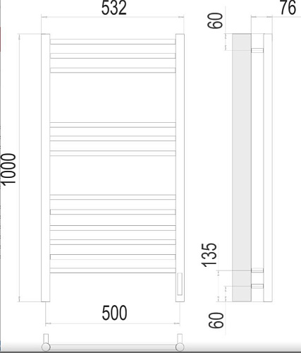 Полотенцесушитель электрический Terminus Аврора 2000994159317 купить недорого в интернет-магазине Керамос