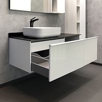 Тумба Comforty 00-00004023 Милан подвесная 120х52 см, с раковиной T-Y9378, черно-белая Тумба Comforty 00-00004023 Милан подвесная 120х52 см, с раковиной T-Y9378, черно-белая