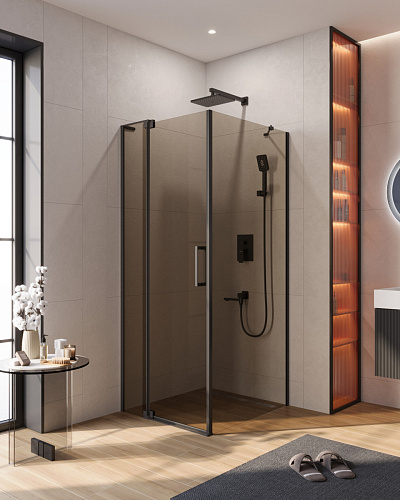 Душевой уголок CEZARES SLIDER-AH-1-80-80/90-BR-NERO Душевой уголок CEZARES SLIDER-AH-1-80-80/90-BR-NERO