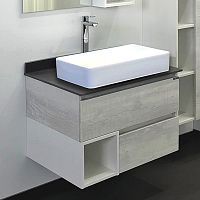 Тумба Comforty 00-00012791 Прага подвесная 75х52 см, со столешницей/раковиной 78189, дуб белый/серый Тумба Comforty 00-00012791 Прага подвесная 75х52 см, со столешницей/раковиной 78189, дуб белый/серый