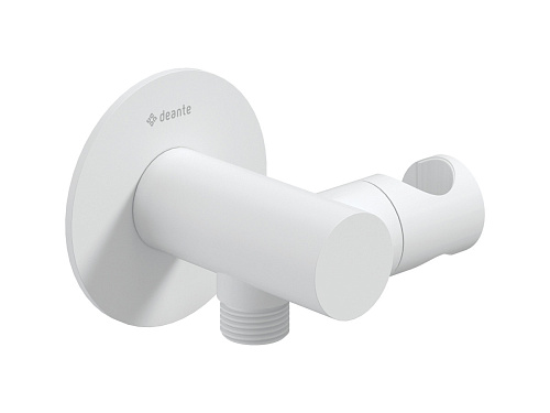 Кронштейн Deante NQS_A57K Silia для подключения шланга с держателем для лейки, Bianco (белый матовый) Кронштейн Deante NQS_A57K Silia для подключения шланга с держателем для лейки, Bianco (белый матовый)