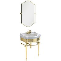 Комплект Migliore 31270 Fortuna : консоль 73 см + зеркало, золото + раковина Impero, белая