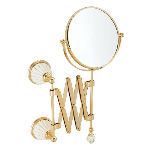 Зеркало Migliore 17521 Olivia оптическое настенное пантограф, белый с декором золото/золото купить недорого в интернет-магазине Керамос