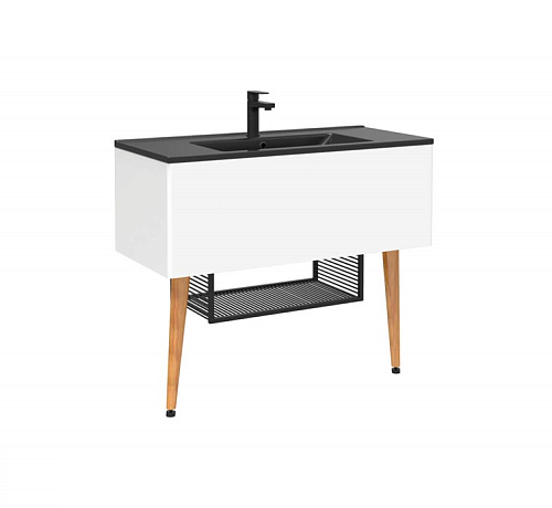 Тумба Creavit ZE0100.00.BB+SU100.6 Zeon с раковиной 85х100 см, белый купить недорого в интернет-магазине Керамос