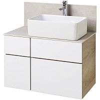Набор Акватон 1A2445K3MIX40: тумба-умывальник 1A244501MIX40 Мишель 80, дуб эндгрейн/732700B000 раковина Мила/1A253203MIX40 столешница керамогранит