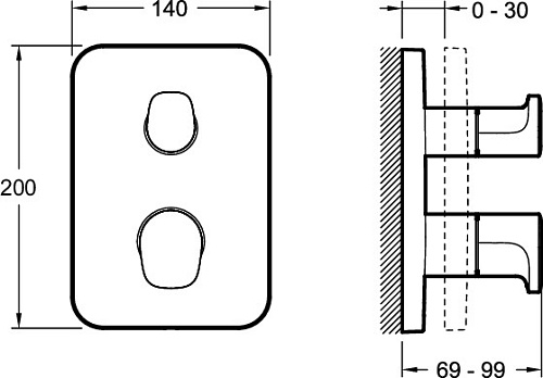 Термостат встр., внешняя часть Jacob Delafon Modulo E98730-CP купить недорого в интернет-магазине Керамос Термостат встр., внешняя часть Jacob Delafon Modulo E98730-CP купить недорого в интернет-магазине Керамос