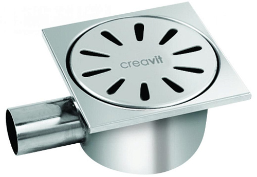 Трап Creavit FS112 для душа 10х10 см, с боковым выпуском, хром