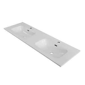 Раковина BelBagno BB1400-2-ETL керамическая 140х46.5 см, с двумя чашами, белый глянцевый