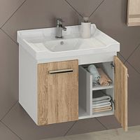 Тумба Comforty 00004142213 Рига подвесная 65х47 см, с раковиной 9335-60, дуб сонома