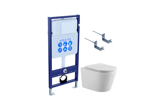 Комплект Aquatek SET Вега-KKI2: рама Standard INS-0000012 + крепеж KKI-0000002 + унитаз AQ1905-00 с крышкой-сиденьем Soft-close, белый