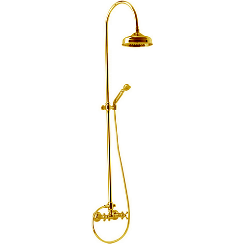 Cisal AC00405124  Arcana Душевой комплект: смеситель, стойка с верхним душем, лейка+шланг, цвет золото снят с производства