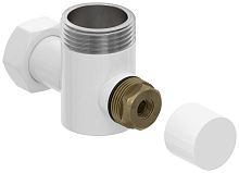 Вентиль Сунержа 12-1300-0134 угловой н/ж (под шестигранник) G 1" нар.р. / G 3/4" н. г., белый