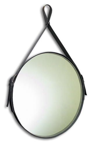 Зеркало Aquanika AQC5151RU128 COUNTRY 51 см: без подсветки, черная кожа купить недорого в интернет-магазине Керамос