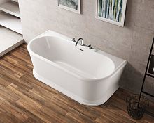 BelBagno BB408-1700-80 Пристенная, овальная акриловая ванна в комплекте со сливом-переливом цвета хром Цвет:Белый