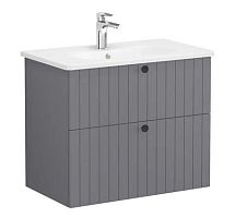 Тумба Vitra 69438 Root Groove с круглой раковиной 80х47 см, подвесная, матовый серый Тумба Vitra 69438 Root Groove с круглой раковиной 80х47 см, подвесная, матовый серый